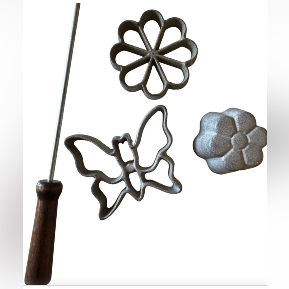 Vintage Rosette Iron set for cookies and pastry shells, etc.